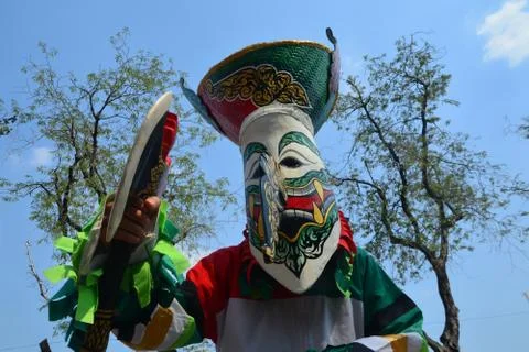 Phi Ta Khon is a type of masked Stock Photos