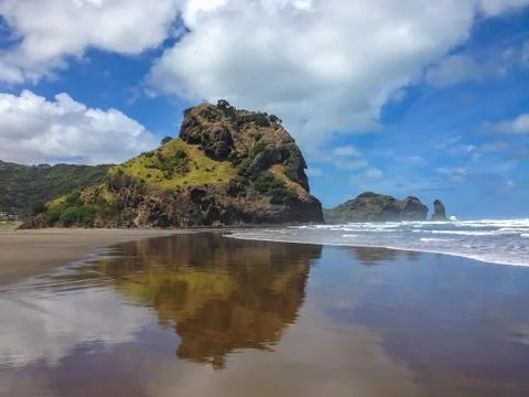 The phia beach reflected in the sea Stock Photos