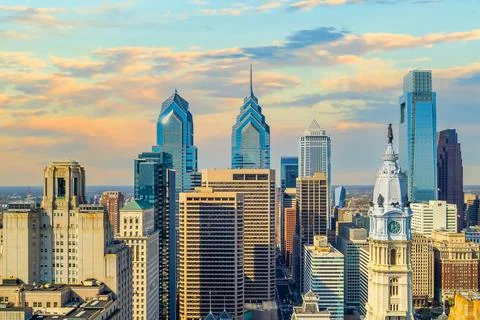 Philadelphia downtowncity  skyline, cityscape in Pennsylvania Stock Photos