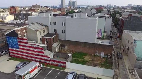 Philadelphia - Fishtown Neighborhood - American Flag Mural Stock Footage
