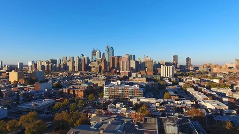 Philadelphia Skyline Aerial Pullback Stock-Footage 73465667