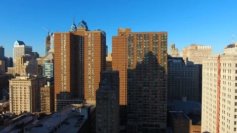 Philadelphia Skyline Ascending Crane Shot Stock Footage