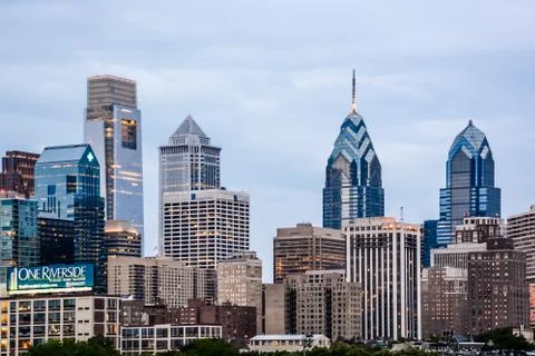 Philadelphia skyline day and night Stock Photos