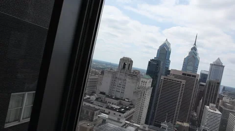 Philadelphia Skyline From Window Stock Footage 60111013