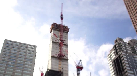 Philadelphia Skyscraper Construction Tilt Shift Stock Footage 64385059