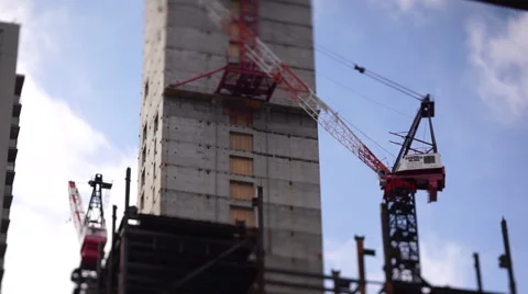 Philadelphia Skyscraper Construction Tilt Shift Stock Footage 64386910