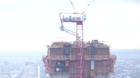 Philadelphia Skyscraper Construction Tilt Shift Stock Footage 64387335