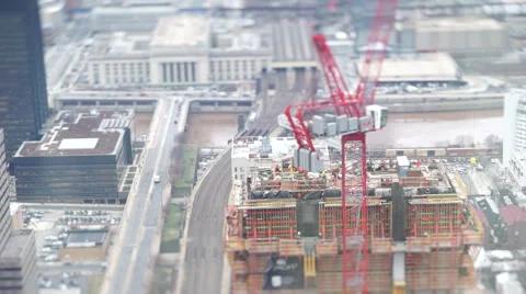 Philadelphia Skyscraper Construction Tilt Shift Stock Footage 64387962