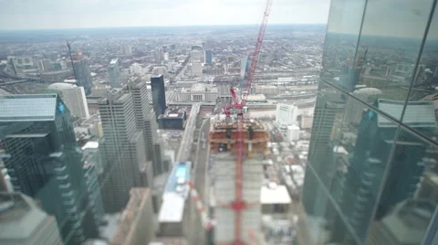 Philadelphia Skyscraper Construction Tilt Shift Stock Footage 64388479