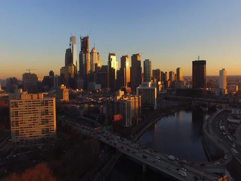 Philadelphia at sunset Stockbeeldmateriaal 78107690