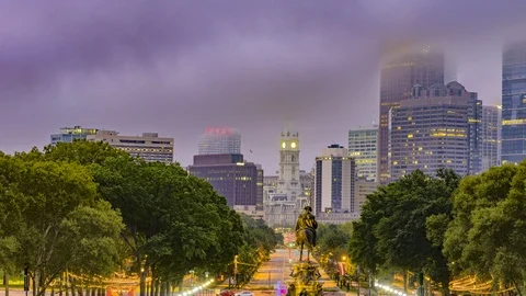 Philadelphia Sunset Timelapse Stock Footage 114346498