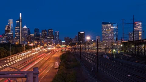 Philadelphia Sunset Timelapse Stock Footage 118778634