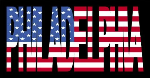 Philadelphia text with flag Stock Illustration