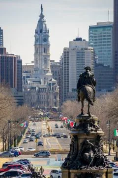 PHILADELPHIA, USA - MARCH 11, 2018: View of Philadelphia city with Philadelph Stock Photos