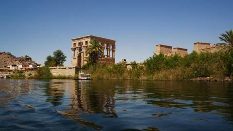 Philae island, river Nile, close to the city of Aswan, Egypt Stock Footage 324616575