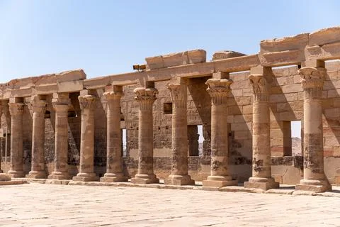 Philae temple ancient columns aswan egypt architecture Stock Photos