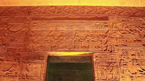 Philae Temple Inside Chamber, Egypt Stock Footage 38513025