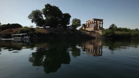 Philae Temple from the Nile, Aswan, Egypt Video stock 34832037