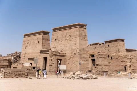 Philae temple structures displaying ancient egyptian architecture Stock Photos