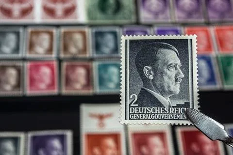 Philately - Postage stamp with Adolf Hitler Stock Illustration