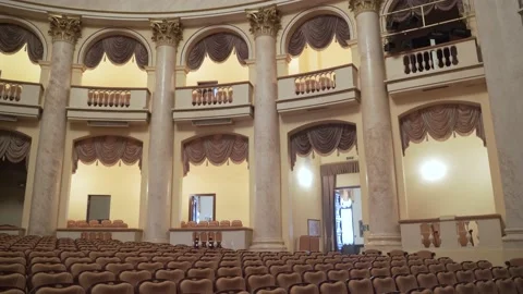 Philharmonic hall with comfortable chairs. Stock Footage 221858856