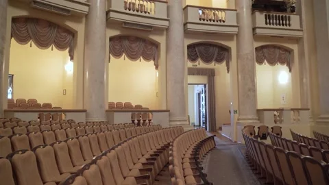 Philharmonic hall with comfortable chairs. Stock Footage 221858857