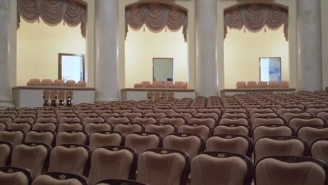 Philharmonic hall with comfortable chairs. Stock Footage 221858883