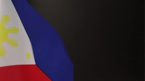 Philippinas flag flutters on a black background, close up Stock Footage 278870713