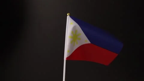 Philippinas flag flutters on a black background, copy space, independence n.. Stock Footage 279399191