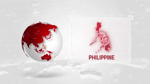 Philippine 4K Tech Map Beside Globe On White Background Stock Footage 338240329