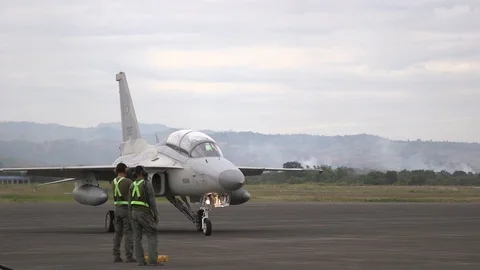 Philippine Air Force FA-50 fighter aircraft taxiing Stock Footage 102105110