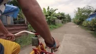 Philippine Boy Riding Tricycle At Countryside Philippines. Stock Footage