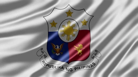Philippine coat of arms featuring elegant golden sun and stars Stock Footage 344323611