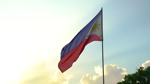 A Philippine Flag Waves in Warm Breeze Stock-Footage 120553472