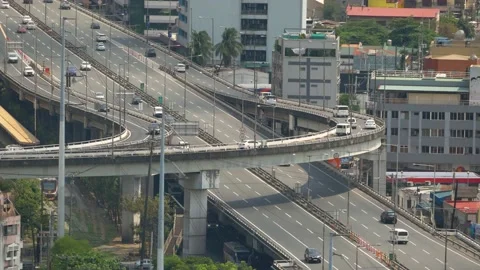 Philippine Highway Skyway Exit in Manila Stock Footage 150103113