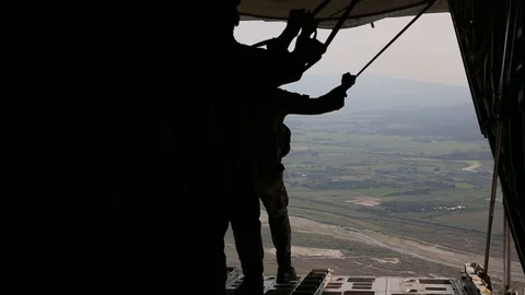 Philippine marines conduct static line parachuting - 2014 動画素材 101402734