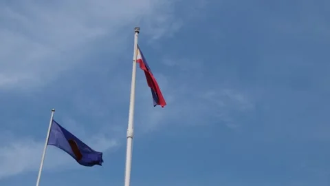 Philippine National Flag and the ASEAN F... | Stock Video | Pond5