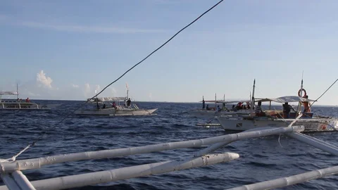 Philippine Outriggers Stock Footage 129809815