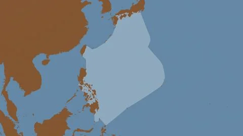 Philippine Sea highlighted on a tiled pattern colored map 스톡 일러스트