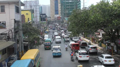 Philippine traffic from overhead pass Stock Footage 63473149