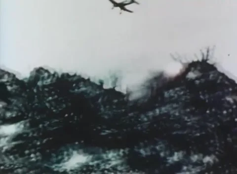 PHILIPPINES - 1943: Air combat - Diving Aircraft and Smoke Explosion Vídeos de archivo 343786508