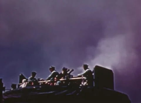PHILIPPINES - 1943: Air combat - Gun Turret beneath Bright Clouds Stock Footage 343786554