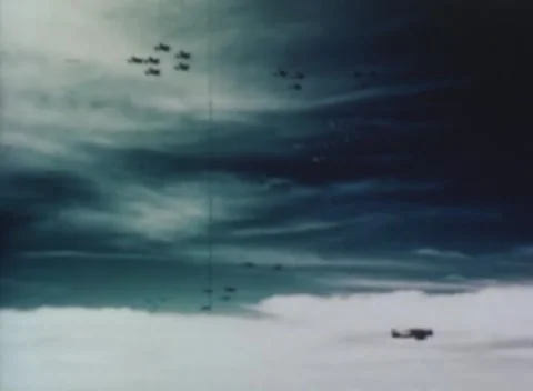 PHILIPPINES - 1943: Air combat - Piston-engine Aircraft In Low Flight Stock Footage 343786518
