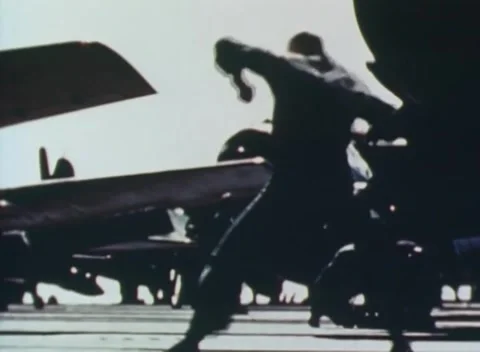PHILIPPINES - 1943: Flight ops - Crew beside Carrier Aircraft Stock Footage 343786521