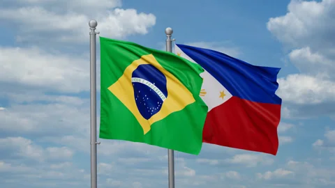 Philippines and Brazil two flags Stock Footage 267399744