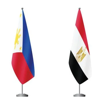 Philippines and Egypt flags on flagpoles for official ceremonies and meetings Stock Illustration