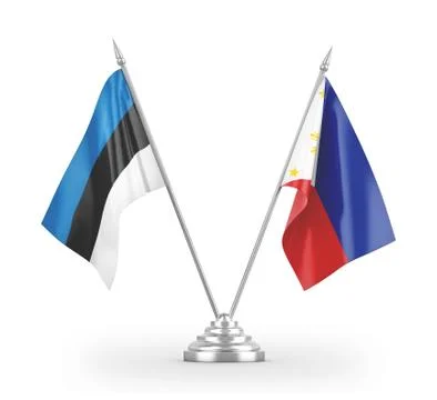 Philippines and Estonia table flags isolated on white 3D rendering Stock Illustration