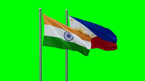 Philippines and India two flags Stock Footage 289640928