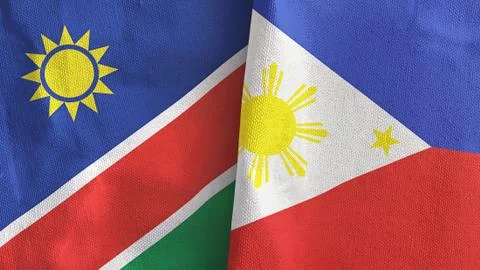 Philippines and Namibia two flags textile cloth 3D rendering Stock Illustration