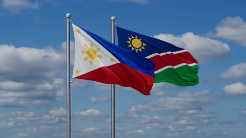 Philippines and Namibia waving flags 스톡 동영상 280264698